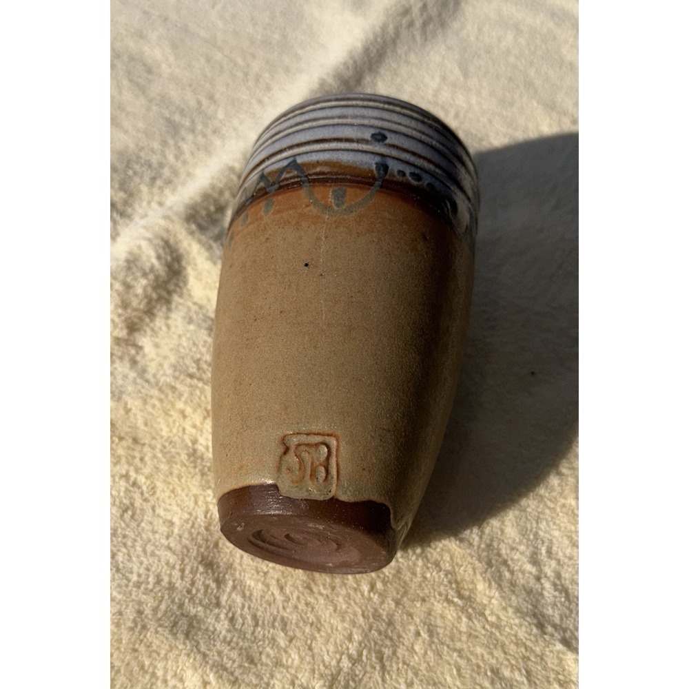 Vintage 1970s Studio Pottery Stoneware Vase In Earth Tones